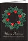 Customizable Christmas Card from Veterinarian with Paw Print Wreath card