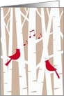 Joyful Song at Christmas, Two Cardinals in Birch Trees card