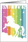 You Are Fabulous, Retro Rainbow Unicorn card