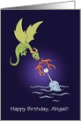 Magical Birthday, Dragon & Narwhal Custom Front card