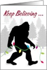 Keep Believing, Bigfoot with Christmas Tree Lights card
