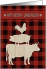 Birthday for Granddaughter with Red Buffalo Plaid and Farm Animals card