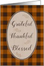 Thanksgiving, Grateful Thankful Blessed Buffalo Plaid card