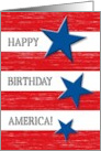 Happy Birthday America July 4th Distressed Red Wood Stripes Effect card