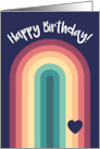 Happy Birthday Cute Modern Rainbow and Heart card