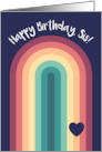 Happy Birthday Sis Sister Cute Modern Rainbow and Heart card