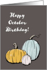 Happy October Birthday Cute Illustrated Pumpkins card