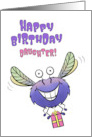 Happy Birthday Daughter Cute Flying Monster with Gift card
