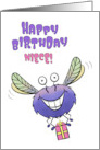 Happy Birthday Niece Cute Flying Monster with Gift card