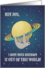 Out of This World Sloth and Saturn Birthday for Son card