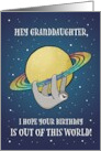 Out of This World Sloth and Saturn Birthday for Granddaughter card