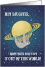 Out of This World Sloth and Saturn Birthday for Daughter card