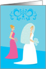 Be my Bridesmaid, Pink Dress, Daisies, Blue Flourish card