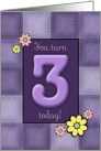 3rd Birthday, Purple Patchwork Quilt card