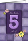 5th Birthday, Purple Patchwork Quilt card