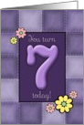 7th Birthday, Purple Patchwork Quilt card