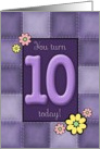 10th Birthday, Purple Patchwork Quilt card