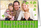 St. Patrick’s Day Photo Greeting Card, Stripes and Shamrocks card