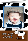 Holy Cow You’re 1 Cowhide BirthdayPhoto Card