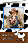 Holy Cow You’re 4 Cowhide BirthdayPhoto Card