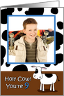 Holy Cow You’re 9 Cowhide BirthdayPhoto Card