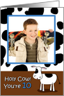 Holy Cow You’re 10 Cowhide BirthdayPhoto Card
