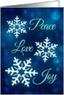 Peace Love & Joy Elegant Christmas Snowflakes card