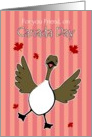 Canada Day, Friend, Happy Canadian Goose Maple Leaf Card