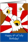 4th of July Birthday Cartoon Eagle American Flag Card