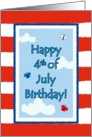 4th of July Birthday Cute Butterflies Flag Card