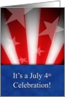 July 4th Celebration Invitation, American Flag, Card