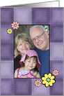 Grandparents Day Personalized Photo Card, Purple Patchwork Quilt card