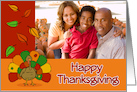 Patchwork Turkey, Autumn Leaves, Thankgiving Photo Card