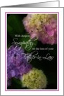 Sympathy, Loss of Father-in-Law, Painted Hydrangea Flowers card