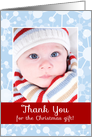Thank You for the Christmas Gift, Blue Snowflakes Photo Card
