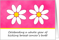 1 Year Kicking Breast Cancer’s Butt Celebration Invitation card