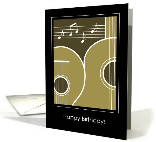 Birthday Card Green Graphic Guitar and Music Notes card (1019645)