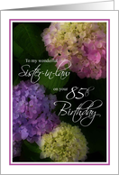 Sister-in-Law 85th Birthday with Painted Hydrangea card