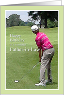 Happy Birthday Father-in-Law, Golfer on Golf Course card