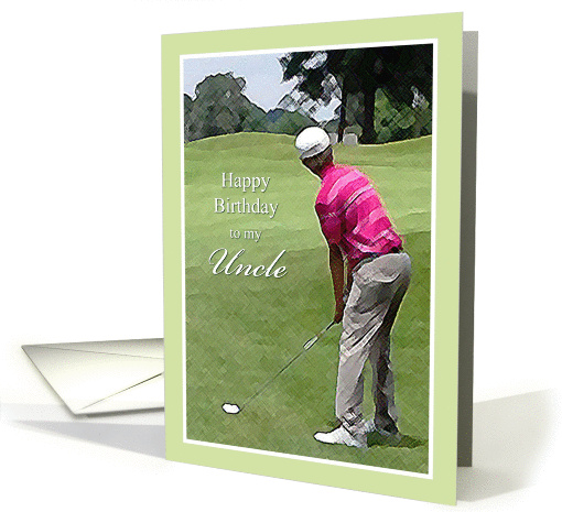 Happy Birthday Uncle, Golfer on Golf Course card (1121846)