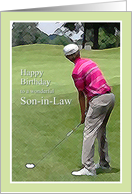 Happy Birthday Son-in-Law, Golfer on Golf Course card