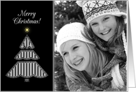 Customizable Christmas Photo Card with Graphic Tree card