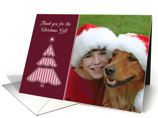 Christmas Gift Thank You Photo Card, Red Graphic Tree card (1314228)