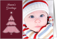 Season’s Greetings Photo Card, Red Graphic Tree card
