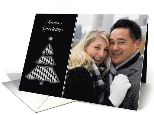 Season's Greetings Photo Card, Black Graphic Tree card (1314246)