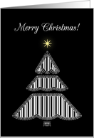 Merry Christmas Lace and Stripes Holiday Tree card