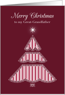 Merry Christmas Great-Grandfather, Lace & Stripes Tree card