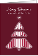 Merry Christmas Hair Stylist, Lace & Stripes Tree card