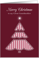 Merry Christmas Great-Grandmother, Lace & Stripes Tree card