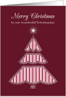 Merry Christmas Veterinarian, Lace & Stripes Tree card